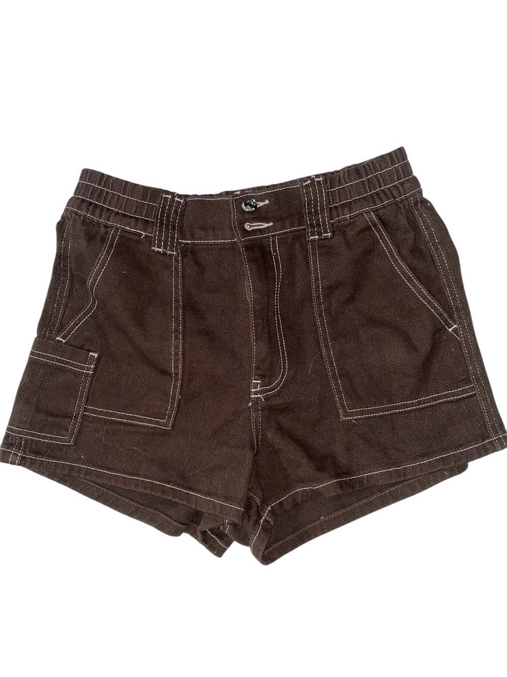 Simple Society Women’s high-waisted brown utility/carpenter shorts NEW SZ 7